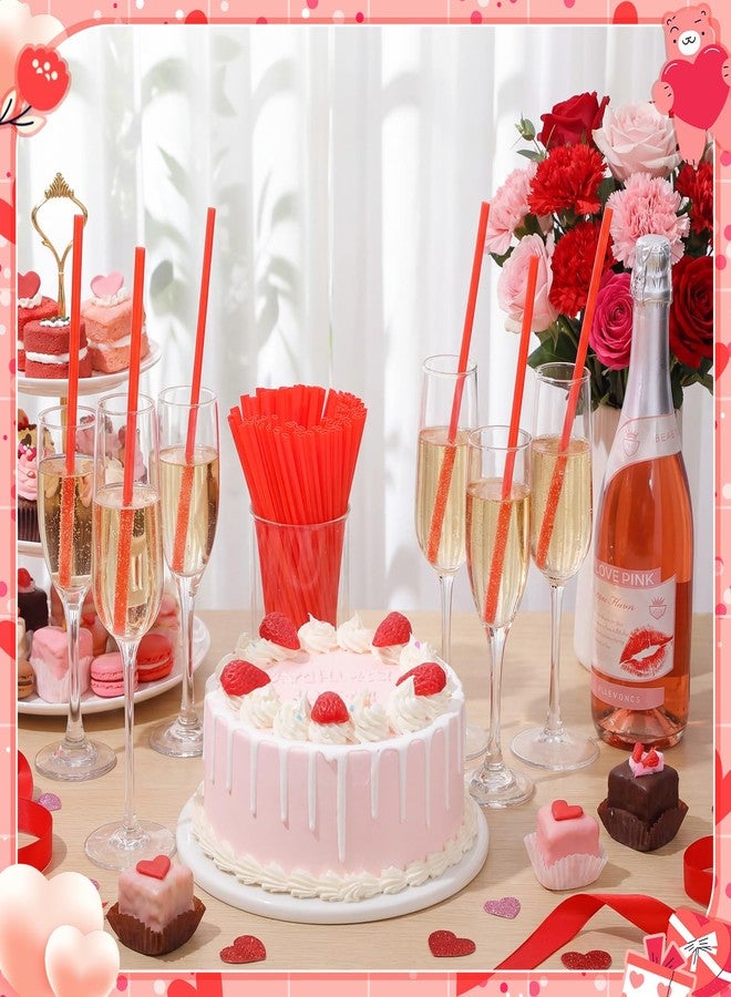 Potchen 50 Pcs Valentine's Day Party Plastic Lips Shaped Straws Disposable Small Mouth Drinking Straw Bulk for Galentine's Day Cocktail Bridal Shower Wedding Party Supplies (Red) - Image 5